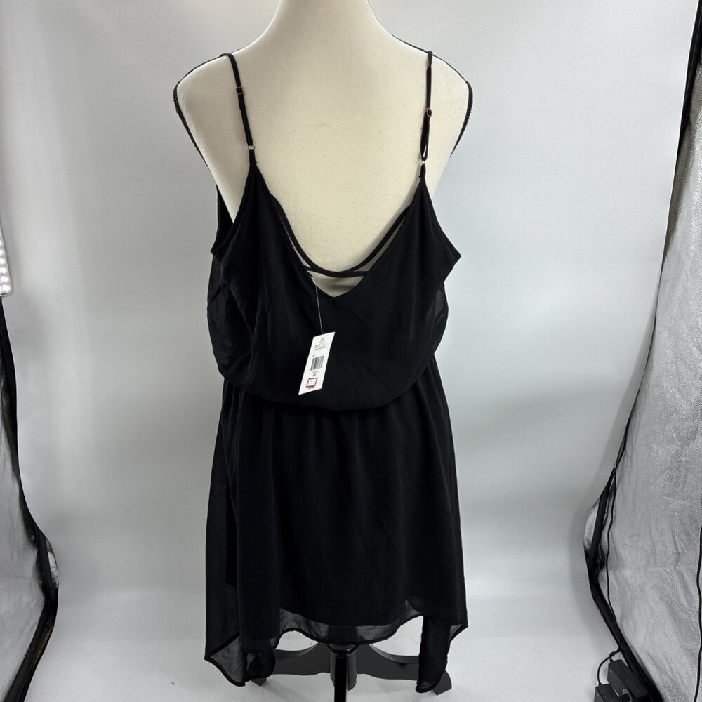 Guess Womens L Black Chiffon Dress Sleeveless Strappy Asymmetrical Hem - Picture 6 of 11